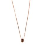 A DIAMOND PENDANT bezel-set with a cushion-cut Vivid Orangey Brown diamond weighing 1.76cts, on a