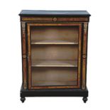 A VICTORIAN WALNUT, EBONISED AND GILT-METAL MOUNTED DISPLAY CABINET the moulded rectangular top