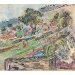 Alice Tennant (South African 1890-1976) FARMING signed mixed media on paper 29 by 33cm