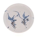 TIM MORRIS (1941-1990): A PORCELAIN PLATE with abstract floral pattern in cobalt and iron over a