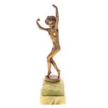 JOSEF LORENZL (1892-1950): AN ART DECO PATINATED BRONZE FIGURE OF A DANCER the nude female balancing