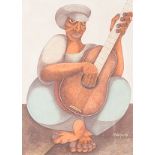 Solly Malope (South African 1953 -) GUITARIST signed and dated 99 pencil and pastel on paper 72 by