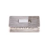 A WILLIAM IV SILVER SNUFF BOX, WILLIAM PHILLIPS, BIRMINGHAM, 1833 the rectangular body with