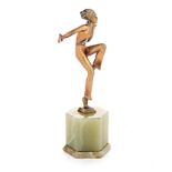 JOSEF LORENZL (1892-1950): AN ART DECO PATINATED BRONZE FIGURE OF A DANCER the dancer balancing on