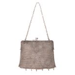 A VINTAGE CONTINENTAL SILVER AND MESH EVENING BAG, .800 STANDARD, PROBABLY GERMAN, CIRCA 1900