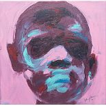 Nelson Makamo (South African 1982 -) PORTRAIT signed and dated 13 oil on canvas 30 by 30cm