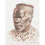 Gerard Bhengu (South African 1910-1990) MAN IN TRADITIONAL DRESS signed watercolour on paper 32,5 by