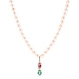 A SINGLE-STRAND PEARL NECKLACE composed of cultured pearls measuring approximately 6,5mm to 7mm in