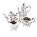 A MID-VICTORIAN SILVER TEA SERVICE, EDWARD BARNARD & JOHN BARNARD, LONDON, 1854 NOT SUITABLE FOR