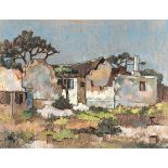 Conrad Nagel Doman Theys (South African 1940-) RUINED COTTAGES signed and dated 1971 pastel on paper