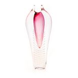 A SKRDLOVICE PINK AND CLEAR-GLASS 'CONTROLLED BUBBLE' TEARDROP VASE, DESIGNED BY PAVEL JUDA, 1985