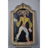 John Dronsfield (South African 1900-1951) DANCING CLOWN signed acrylic on mirror with carved Italian