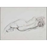 Robert Broadley (South African 1908-1988) RECLINING NUDE signed charcoal on paper 60 by 50cm