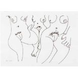 Walter Whall Battiss (South African 1906-1982) THREE NUDES lithograph, signed and inscribed 8/79