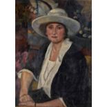 Florence Louise Josephine Zerffi (South African 1882-1962) PORTRAIT OF A WOMAN WEARING A WHITE HAT