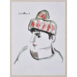 Buchner, C. ( -) PROFILE OF A YOUNG BOY signed mixed media on paper 41 by 28cm