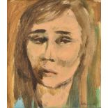 Marjorie Wallace (South African 1925-2005) SELF PORTRAIT signed oil on paper 21 by 19cm