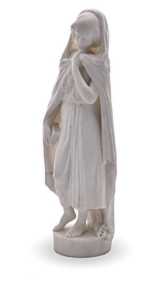 AFTER BENJAMIN EDWARD SPENCE (1822–1866): A CARVED WHITE MARBLE FIGURE 'HIGHLAND MARY' raised on a