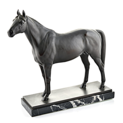 A GERMAN PATINATED LOADED BRONZE FIGURE OF A THOROUGHBRED STALLION BY C. BRASCH, EARLY 20TH