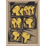 Bettie Cilliers-Barnard (South African 1914-2010) YELLOW HEADS silkscreen printed in colours,