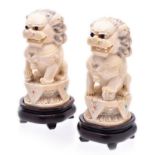 A PAIR OF CHINESE JEWELLED CARVED IVORY DOGS-OF-FO, LATE 19TH CENTURY NOT SUITABLE FOR EXPORT each