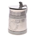 A GEORGE III SILVER TANKARD, JOHN CHAPMAN II, LONDON, 1775 the cylindrical body with two reeded