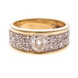A DIAMOND RING the tapered band centred with an old-cut diamond weighing approximately 0.92cts,