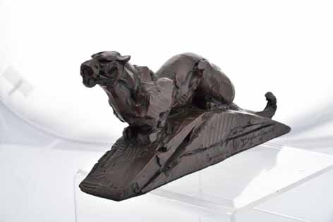 Dylan Lewis (South African 1964-) LEOPARD STALKING II (MAQUETTE) signed, numbered 15/15 and