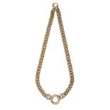 A 9CT GOLD AND DIAMOND NECKLACE, JENNA CLIFFORD the curb-link chain, centred with a circular ring