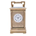 AN ENGLISH BRASS EIGHT-DAY CARRIAGE CLOCK, CHARLES FRODSHAM, LONDON, MID 20TH CENTURY BUYERS ARE