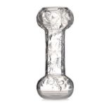 AN ENGRAVED AND CUT-CRYSTAL 'LILY' VASE the cylindrical body with bulbous foot and neck, decorated