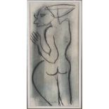 Frans Martin Claerhout (South African 1919-2006) NUDE signed mixed media on paper 40 by 17cm