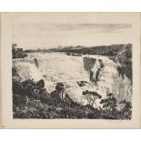 Tinus (Marthinus Johannes) de Jongh (South African 1885-1942) NEWCASTLE WATERFALL etching, signed