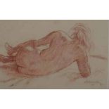Robert Broadley (South African 1908-1988) RECLINING NUDE signed and dated 79 red pastel on paper