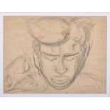 Alexis Preller (South African 1911-1975) FACE (STUDY) signed charcoal on paper 21 by 29cm