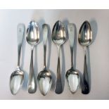 A SET OF SIX CONTINENTAL SILVER TABLESPOONS each engraved with a ‘B’, 337g in total (6)