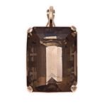 A SMOKY QUARTZ PENDANT the step-cut rectangular-shaped smoky quartz weighing approximately 54.88cts,