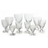 A PART-SUITE OF SCOTTISH CRYSTAL DRINKING GLASSES comprising: 6 water, 5 white wine, 4 red wine, 6
