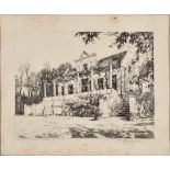 Tinus (Marthinus Johannes) de Jongh (South African 1885-1942) THE MANOR HOUSE, TOKAI etching, signed