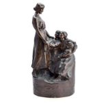 ZSIGMOND KISFALUDI STROBL (HUNGARIAN 1884-1975): A PATINATED BRONZE FIGURAL GROUP depicting a