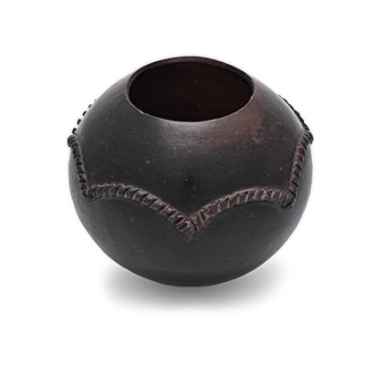 A POT BY NESTA NALA the body with rope decoration, the base inscribed 'N.N. 1988' 9cm high