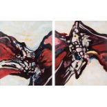 Tamara Osso (South African 20th Century-) DIPTYCH signed and dated 2013 on the reverse oil on canvas