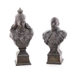 SYDNEY MARCH (1875-1968): TWO PATINATED BRONZE PORTRAIT BUSTS OF EDWARD VII AND QUEEN ALEXANDRA