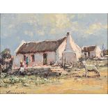 Christiaan St Patrick Nice (South African 1939-) HOUSE AND GOAT signed oil on canvas board 22 by