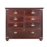 A MAHOGANY CHEST OF DRAWERS, 20TH CENTURY the moulded rectangular top above three pairs of