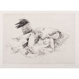 Diane Victor (South African 1964-) LEDA AND THE WHITE-BACKED VULTURE drypoint, signed, inscribed