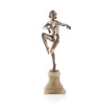 JOSEF LORENZL (1892-1950): AN ART DECO PATINATED BRONZE FIGURE OF A DANCER the nude female balancing