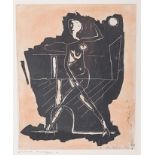 Armando Baldinelli (South African 1908-2002) FIGURE woodcut and monotype, signed, dated 1952 and