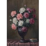 Gino Fasciotti (South African 1883-1961) CARNATIONS signed oil on board 60 by 42,5cm