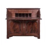 A MAHOGANY BUREAU CABINET, EARLY 20TH CENTURY the hinged fall-front enclosing a gilt-tooled
